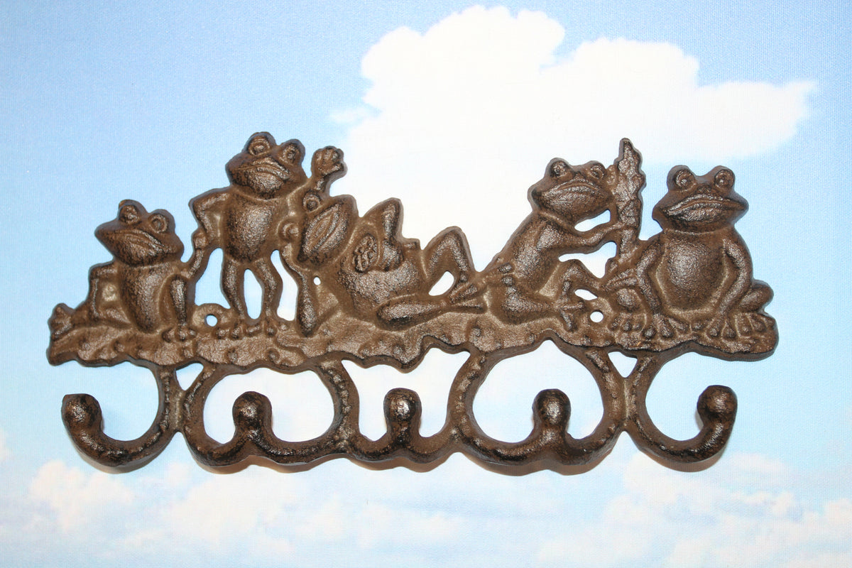 5 JOLLY FROGS Wall Hooks,Nature Themed, Country Garden Decor,Decorative Storage Organization,Gifts, H-132B