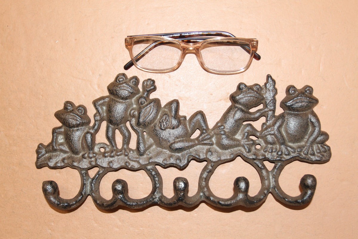 5 JOLLY FROGS Wall Hooks,Nature Themed, Country Garden Decor,Decorative Storage Organization,Gifts, H-132B