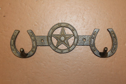 1-Double Wall Hook,HORSE SHOE,Western Bar,Farm,Ranch,Country Decor,Gifts, W-57