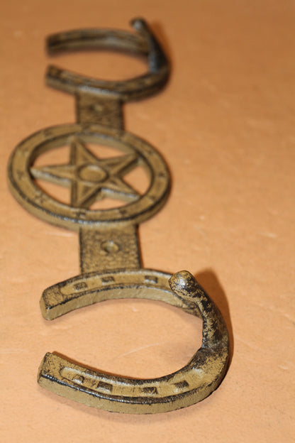 1-Double Wall Hook,HORSE SHOE,Western Bar,Farm,Ranch,Country Decor,Gifts, W-57
