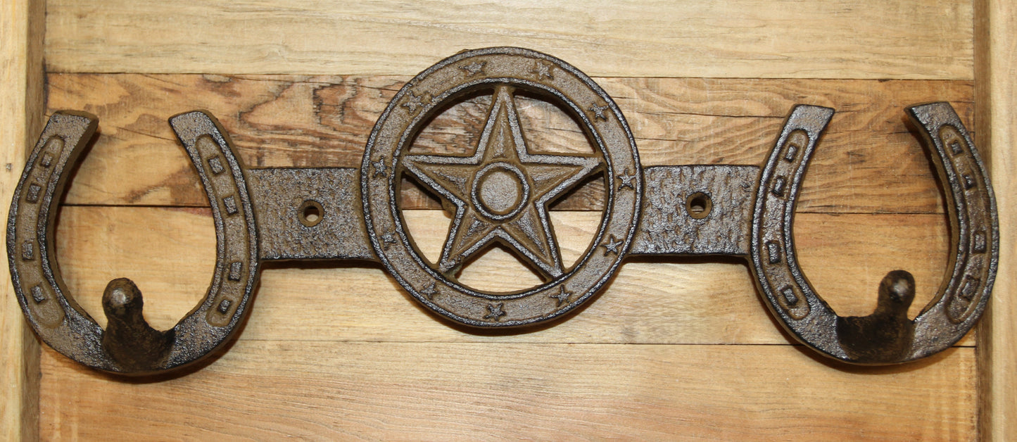 1-Double Wall Hook,HORSE SHOE,Western Bar,Farm,Ranch,Country Decor,Gifts, W-57