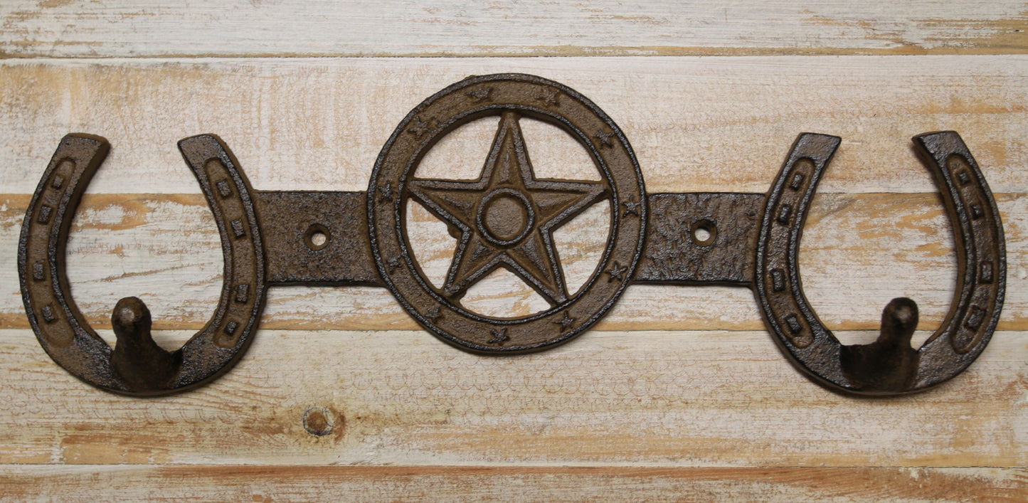 1-Double Wall Hook,HORSE SHOE,Western Bar,Farm,Ranch,Country Decor,Gifts, W-57