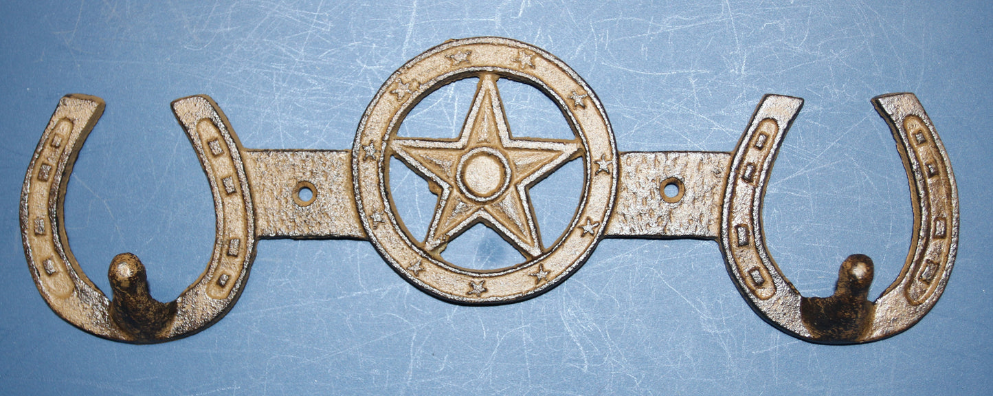 1-Double Wall Hook,HORSE SHOE,Western Bar,Farm,Ranch,Country Decor,Gifts, W-57