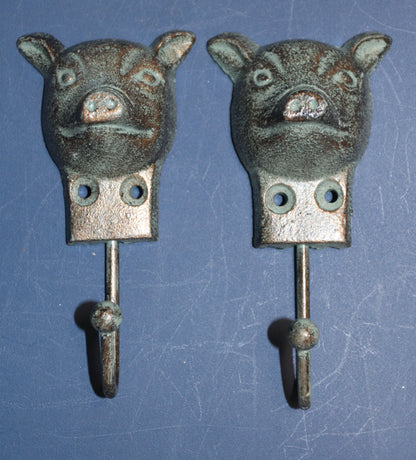 2-Wall Hooks,HAPPY PIGS,Restaurant Decor,Country,Farm And Ranch Style,Hanging Storage,H-95