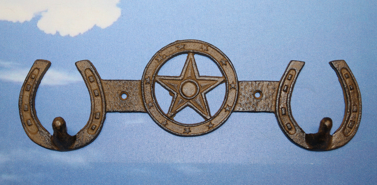 1-Double Wall Hook,HORSE SHOE,Western Bar,Farm,Ranch,Country Decor,Gifts, W-57