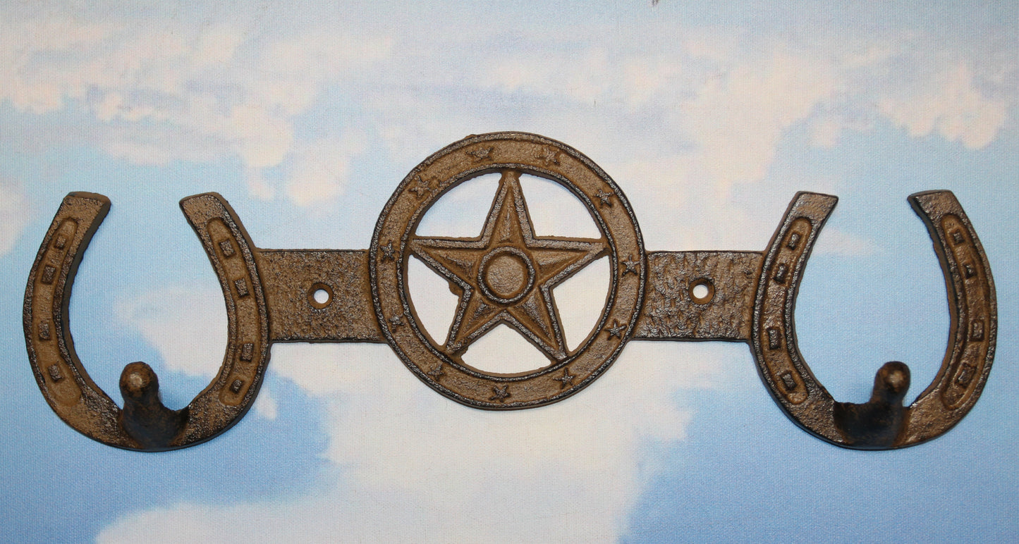 1-Double Wall Hook,HORSE SHOE,Western Bar,Farm,Ranch,Country Decor,Gifts, W-57