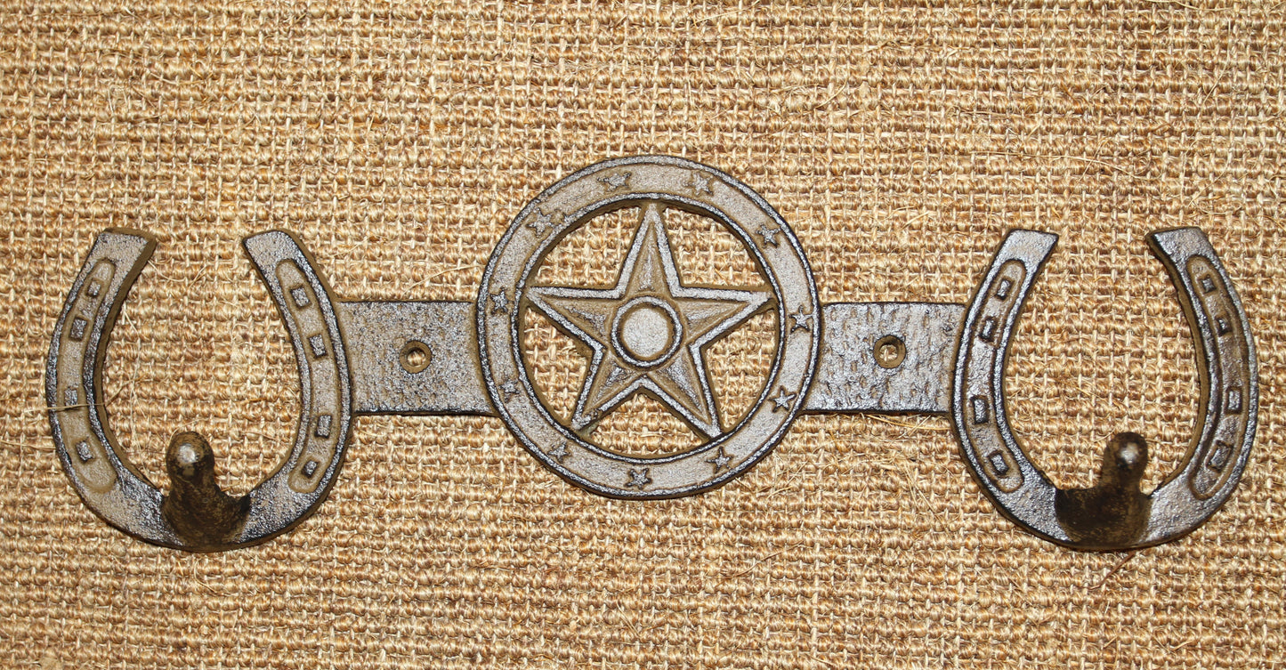 1-Double Wall Hook,HORSE SHOE,Western Bar,Farm,Ranch,Country Decor,Gifts, W-57