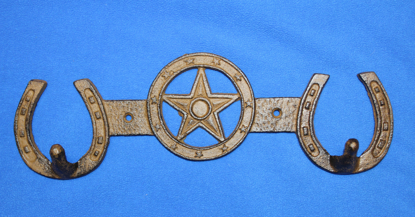1-Double Wall Hook,HORSE SHOE,Western Bar,Farm,Ranch,Country Decor,Gifts, W-57