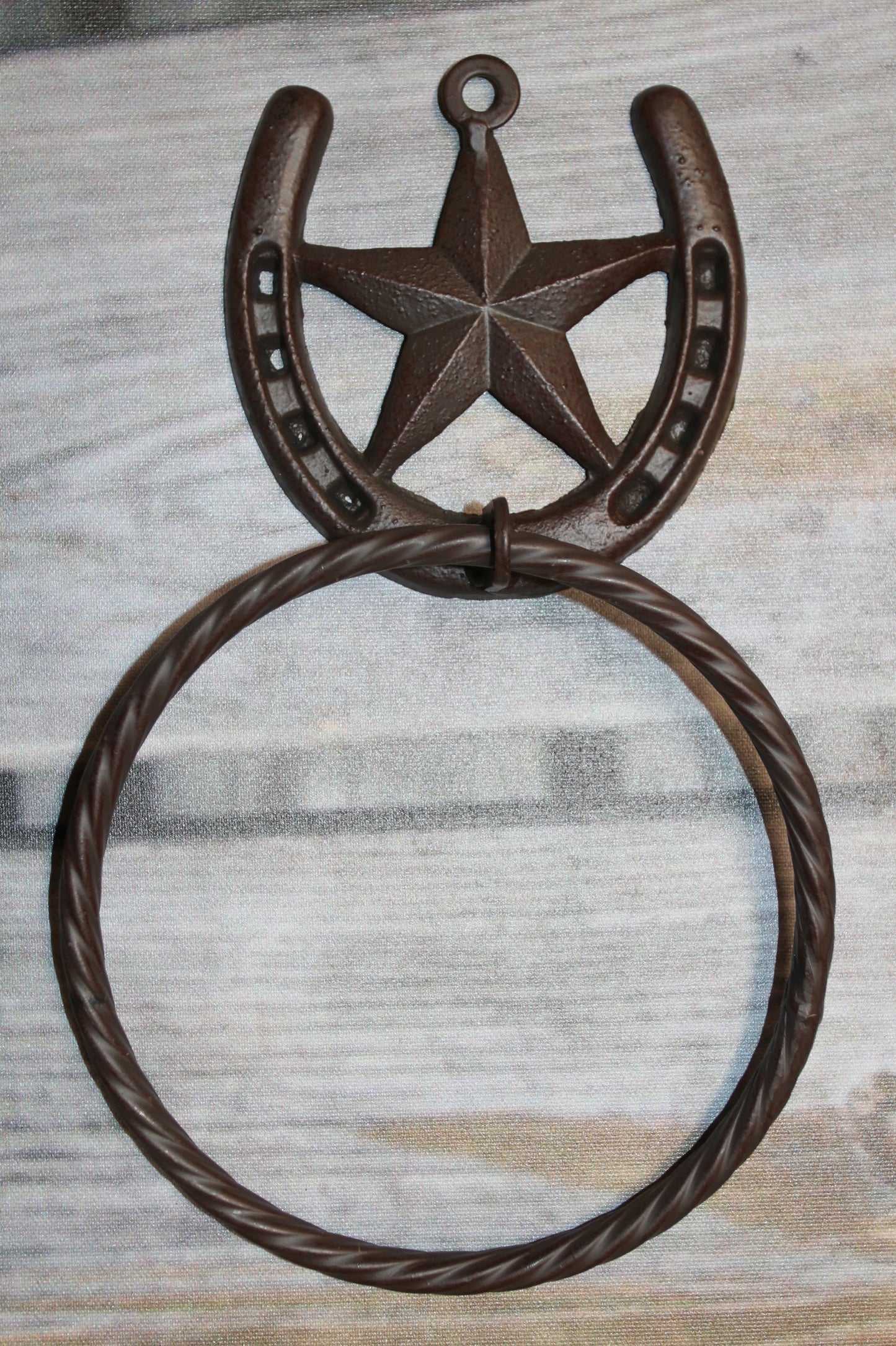 1-HORSESHOE-STAR Bath Towel Holder,Towel Ring,Equestrian Style,Gifts,Home Decor,W-52