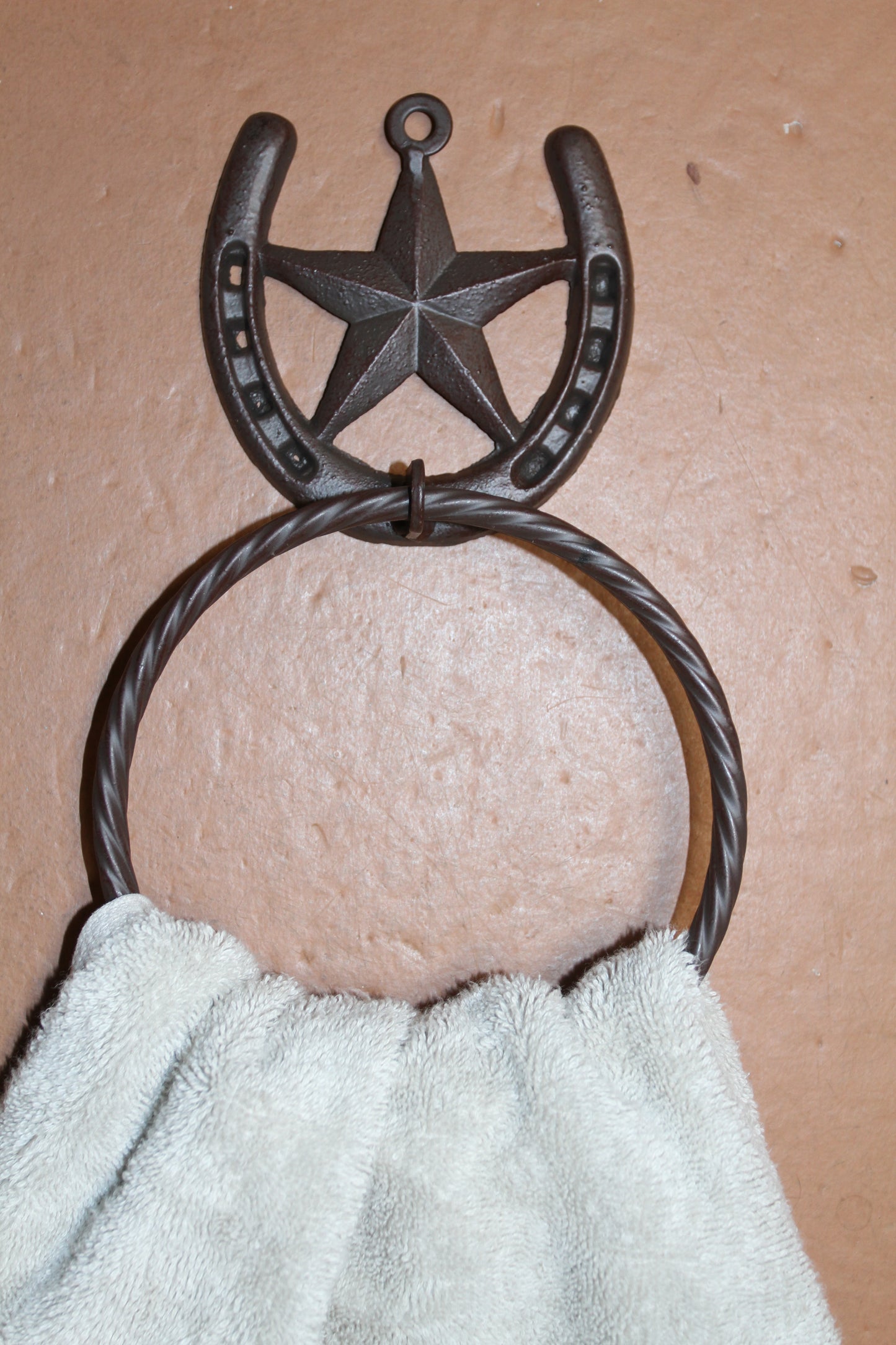 1-HORSESHOE-STAR Bath Towel Holder,Towel Ring,Equestrian Style,Gifts,Home Decor,W-52