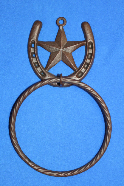 1-HORSESHOE-STAR Bath Towel Holder,Towel Ring,Equestrian Style,Gifts,Home Decor,W-52