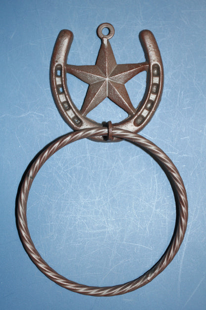 1-HORSESHOE-STAR Bath Towel Holder,Towel Ring,Equestrian Style,Gifts,Home Decor,W-52