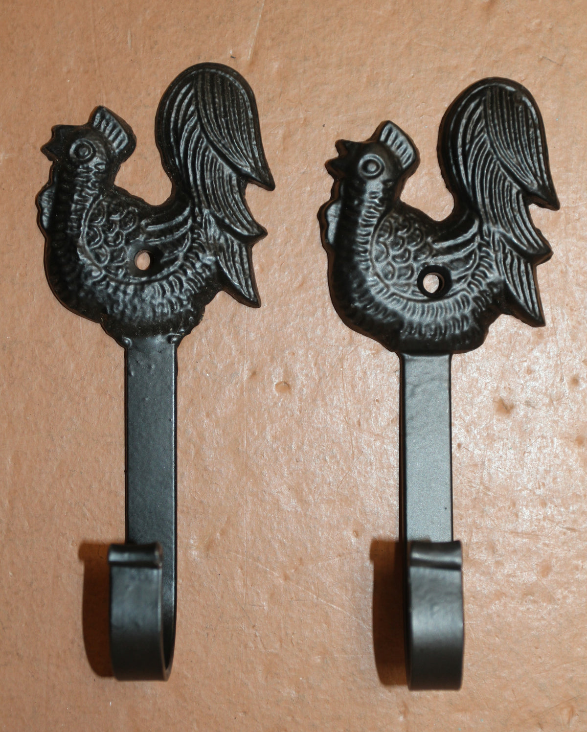 2-Wall Hooks,ROOSTERS,Country Decor,Ranch Style,Kitchen And Bath Storage Solution,Gifts,W-50