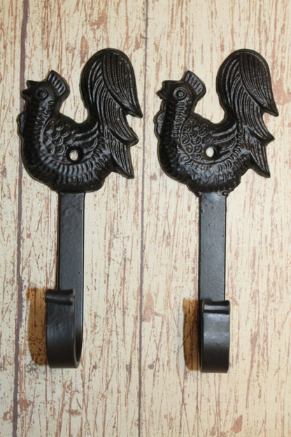 2-Wall Hooks,ROOSTERS,Country Decor,Ranch Style,Kitchen And Bath Storage Solution,Gifts,W-50