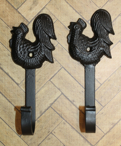 2-Wall Hooks,ROOSTERS,Country Decor,Ranch Style,Kitchen And Bath Storage Solution,Gifts,W-50