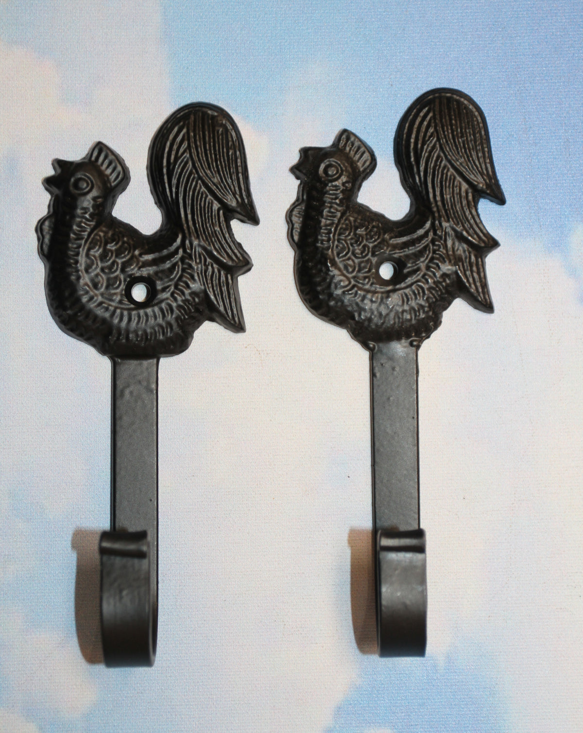 2-Wall Hooks,ROOSTERS,Country Decor,Ranch Style,Kitchen And Bath Storage Solution,Gifts,W-50