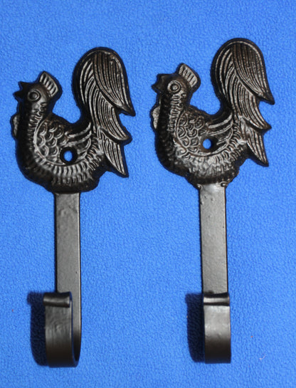 2-Wall Hooks,ROOSTERS,Country Decor,Ranch Style,Kitchen And Bath Storage Solution,Gifts,W-50