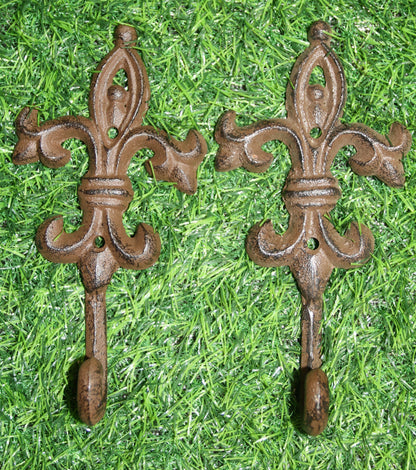 2-Ornate FLEUR DE LIS Wall Hooks,Kitchen Bath Decor,Country Style,Hanging Storage,Gifts,F-21