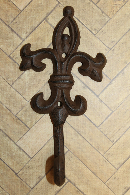 2-Ornate FLEUR DE LIS Wall Hooks,Kitchen Bath Decor,Country Style,Hanging Storage,Gifts,F-21