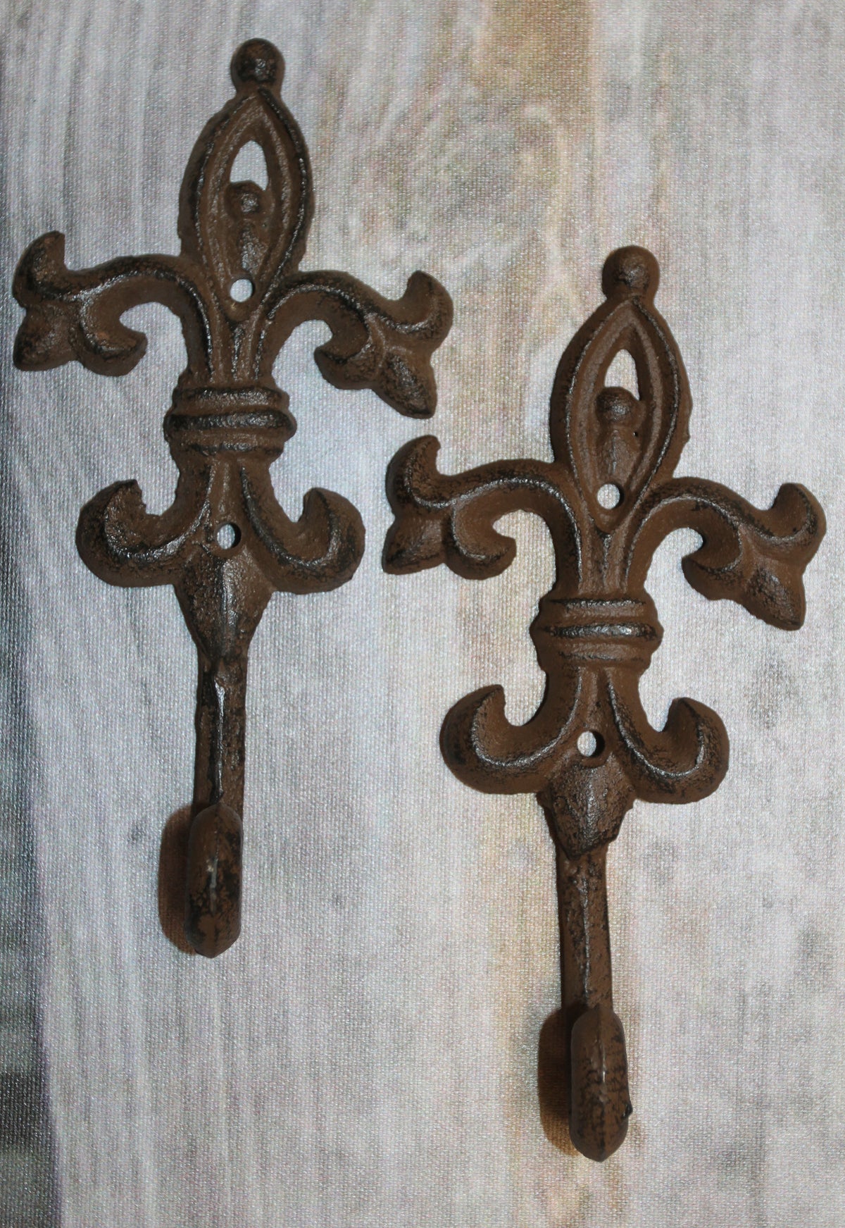 2-Ornate FLEUR DE LIS Wall Hooks,Kitchen Bath Decor,Country Style,Hanging Storage,Gifts,F-21