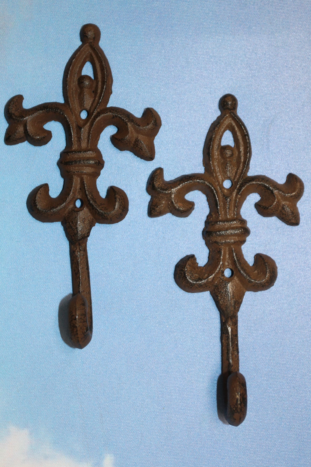 2-Ornate FLEUR DE LIS Wall Hooks,Kitchen Bath Decor,Country Style,Hanging Storage,Gifts,F-21