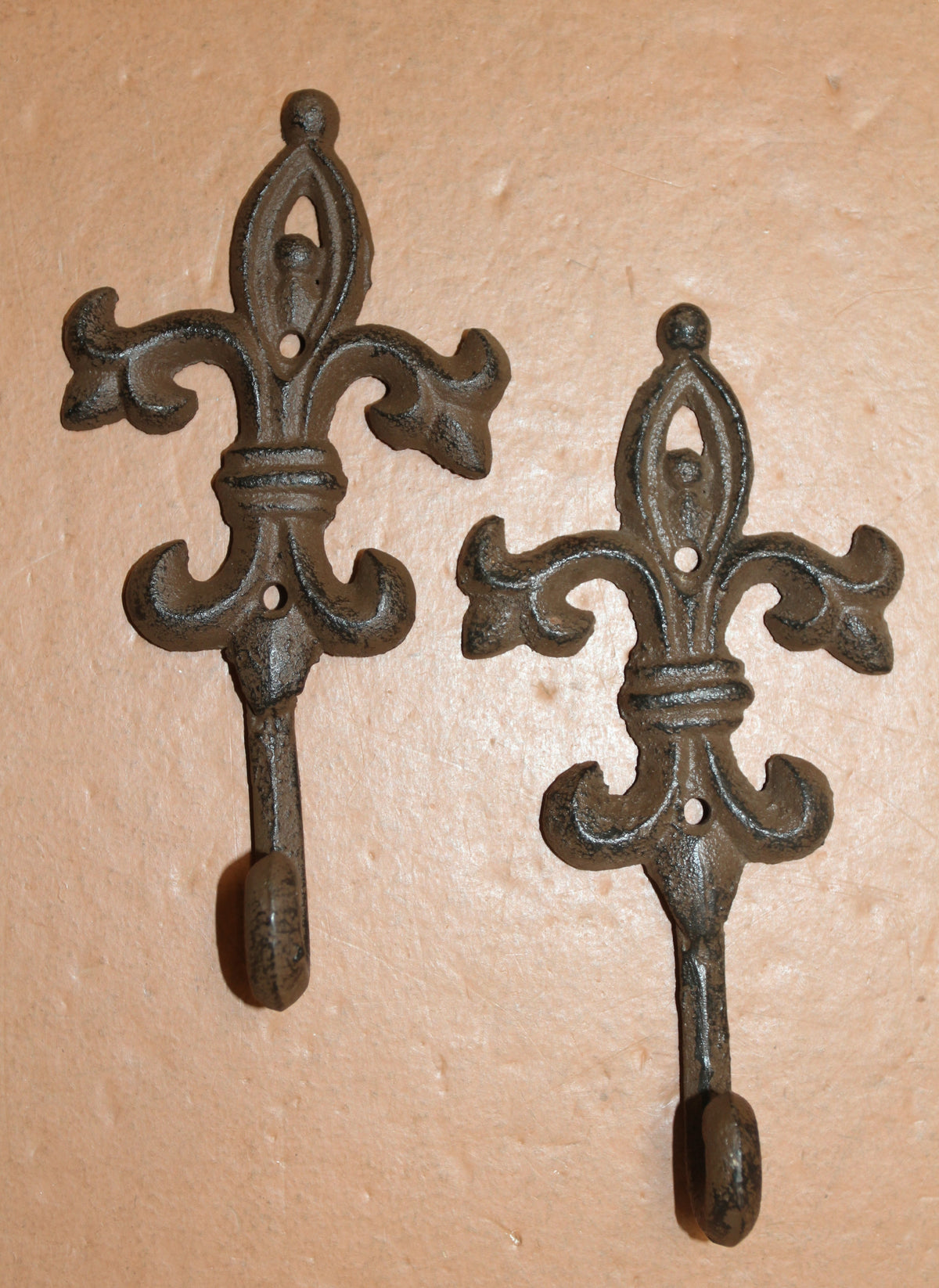 2-Ornate FLEUR DE LIS Wall Hooks,Kitchen Bath Decor,Country Style,Hanging Storage,Gifts,F-21