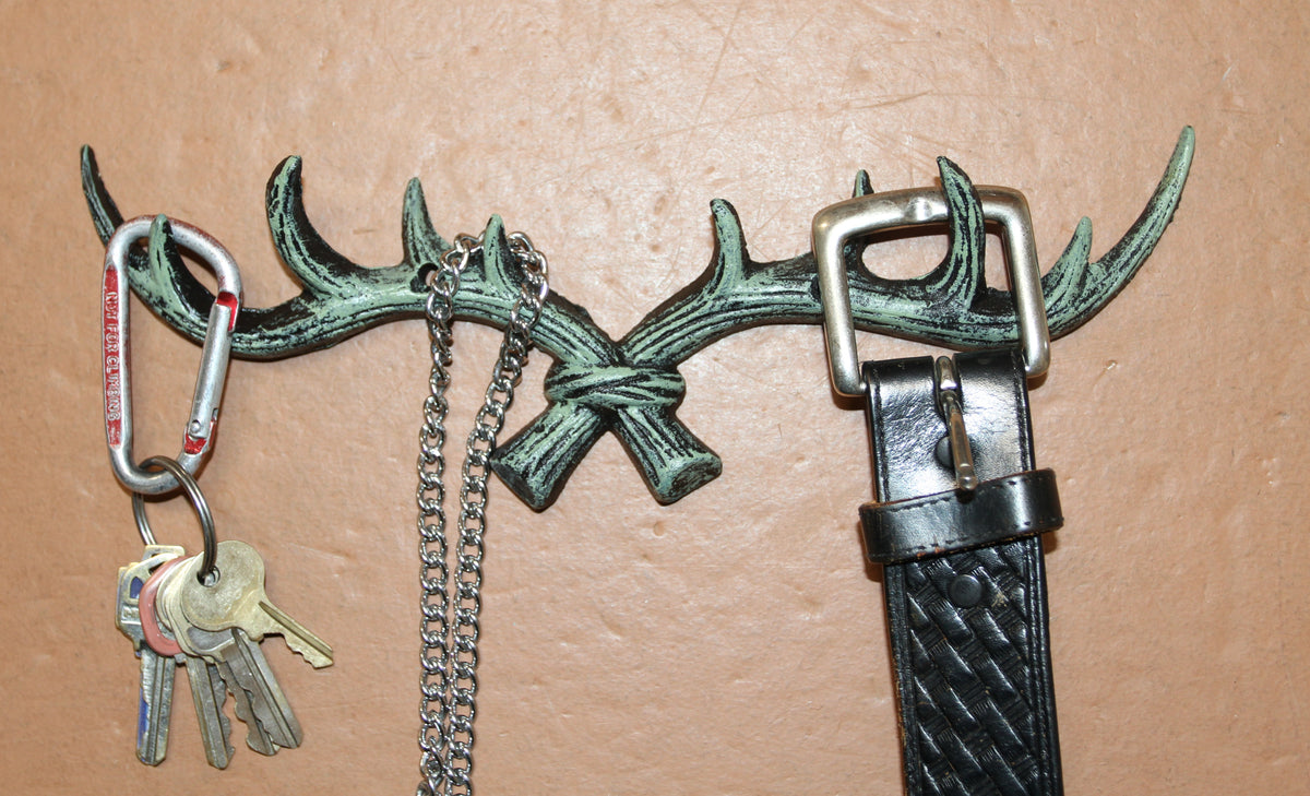 1-ANTLER RACK Wall Hook,Multiple Hooks Hunting Decor,Gifts,Country Theme,Bath Accents,W-58