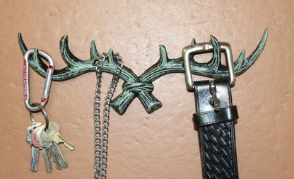 1-ANTLER RACK Wall Hook,Multiple Hooks Hunting Decor,Gifts,Country Theme,Bath Accents,W-58