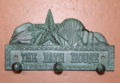 1-THE BATH HOUSE, Wall Hook/Plaque,Coastal Living Decor,Beach Style Bathroom Decor,All Occasion Gifts,BL-59