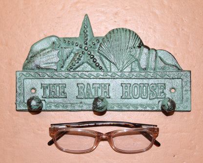 1-THE BATH HOUSE, Wall Hook/Plaque,Coastal Living Decor,Beach Style Bathroom Decor,All Occasion Gifts,BL-59