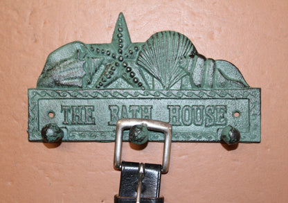 1-THE BATH HOUSE, Wall Hook/Plaque,Coastal Living Decor,Beach Style Bathroom Decor,All Occasion Gifts,BL-59