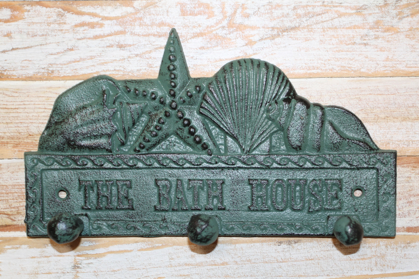 1-THE BATH HOUSE, Wall Hook/Plaque,Coastal Living Decor,Beach Style Bathroom Decor,All Occasion Gifts,BL-59