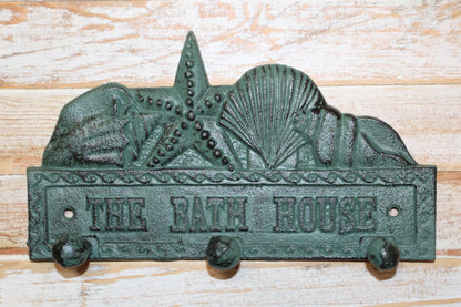 1-THE BATH HOUSE, Wall Hook/Plaque,Coastal Living Decor,Beach Style Bathroom Decor,All Occasion Gifts,BL-59