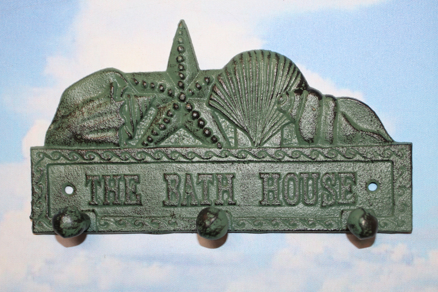 1-THE BATH HOUSE, Wall Hook/Plaque,Coastal Living Decor,Beach Style Bathroom Decor,All Occasion Gifts,BL-59