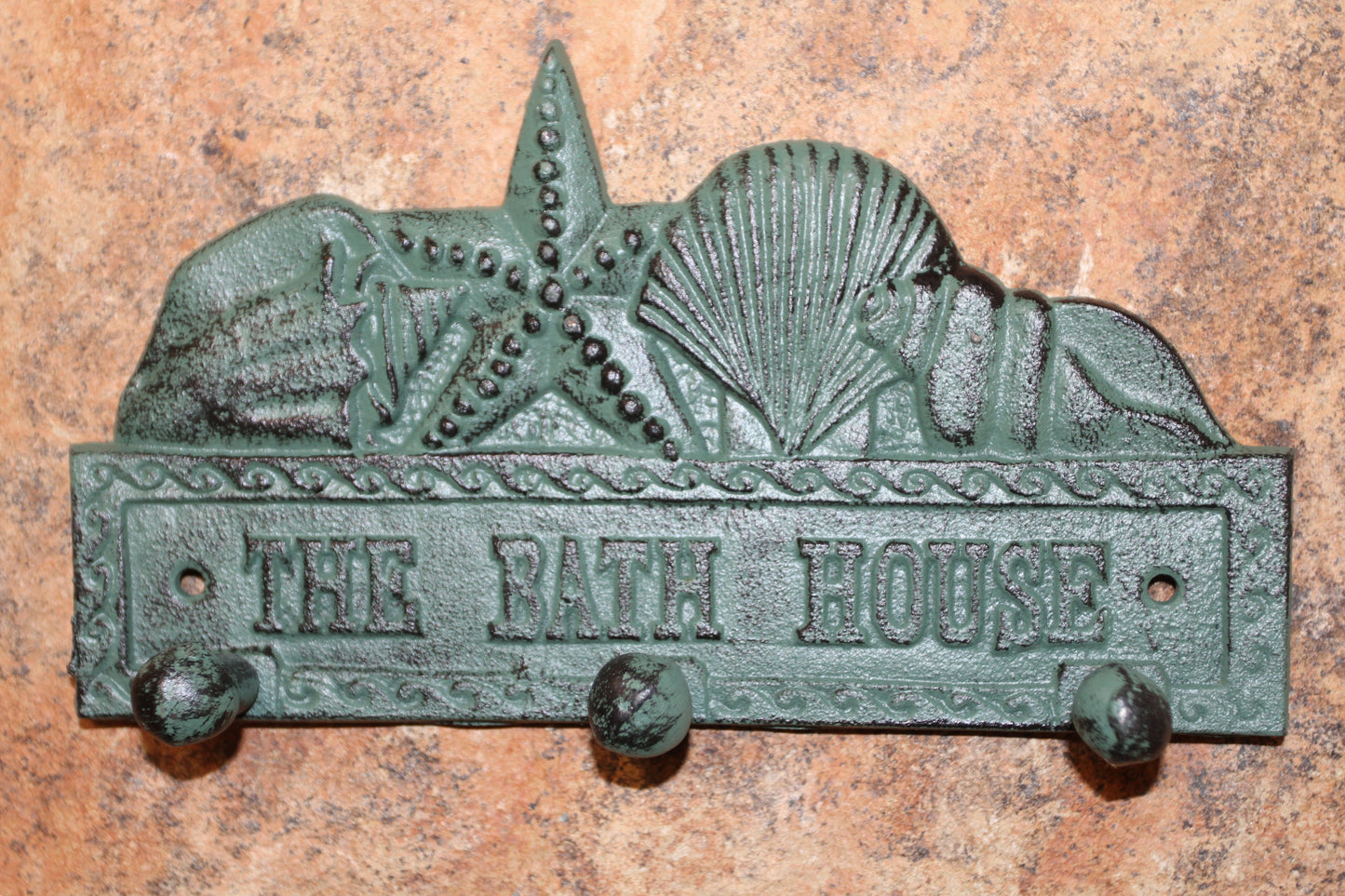 1-THE BATH HOUSE, Wall Hook/Plaque,Coastal Living Decor,Beach Style Bathroom Decor,All Occasion Gifts,BL-59