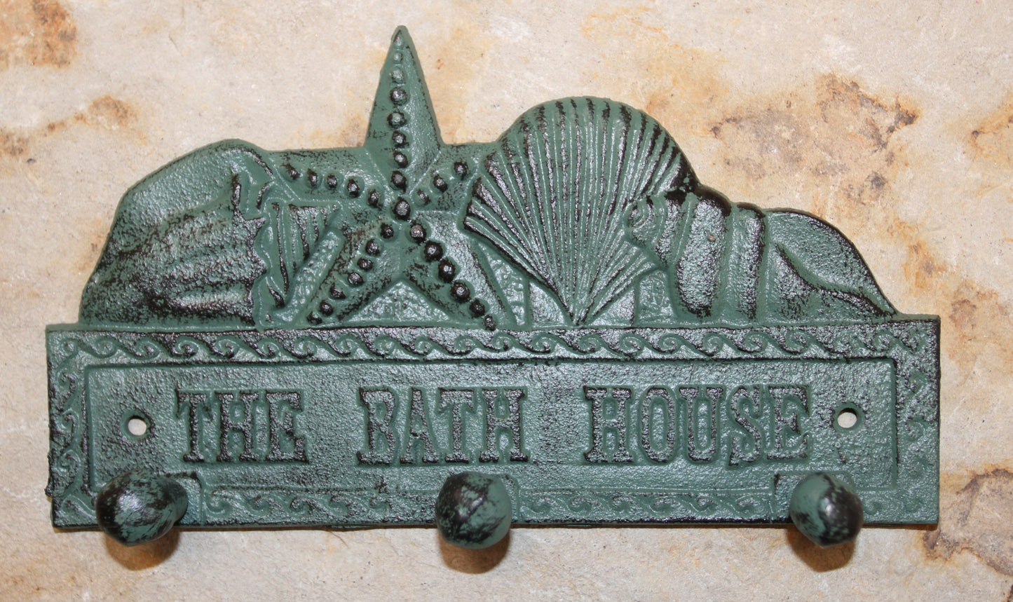 1-THE BATH HOUSE, Wall Hook/Plaque,Coastal Living Decor,Beach Style Bathroom Decor,All Occasion Gifts,BL-59
