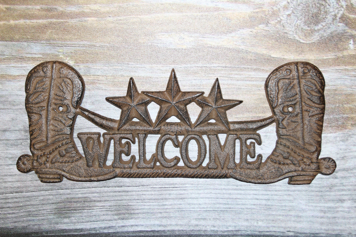 1-Western Welcome Metal Sign,Wall Plaque,Country Western Decor,Ranch Style,Gifts,W-17