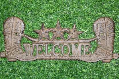 1-Western Welcome Metal Sign,Wall Plaque,Country Western Decor,Ranch Style,Gifts,W-17