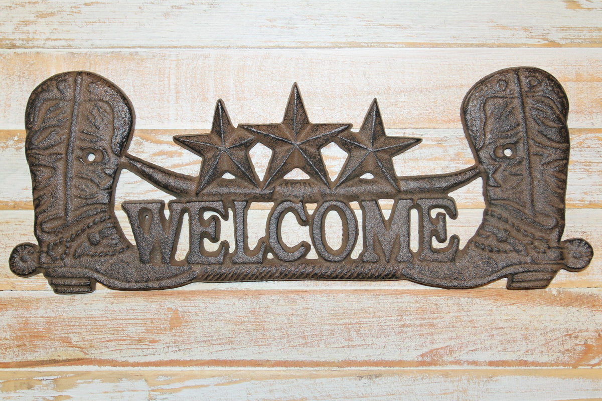 1-Western Welcome Metal Sign,Wall Plaque,Country Western Decor,Ranch Style,Gifts,W-17