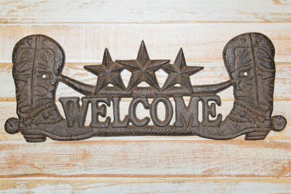 1-Western Welcome Metal Sign,Wall Plaque,Country Western Decor,Ranch Style,Gifts,W-17