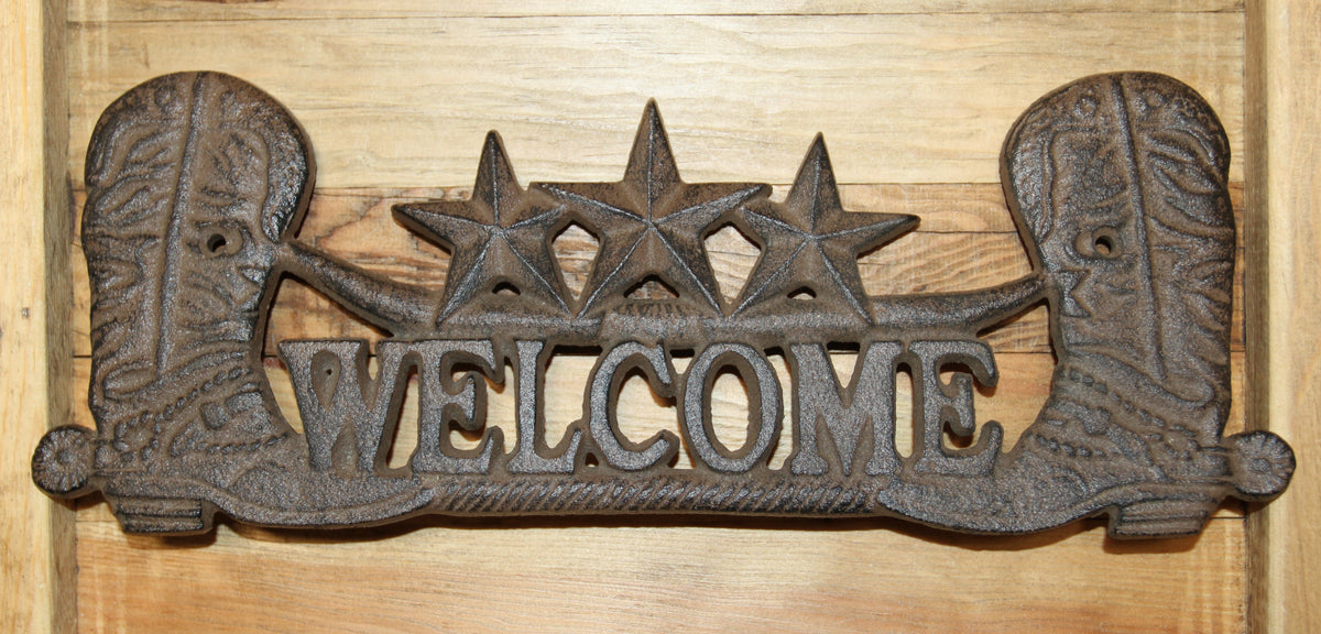 1-Western Welcome Metal Sign,Wall Plaque,Country Western Decor,Ranch Style,Gifts,W-17