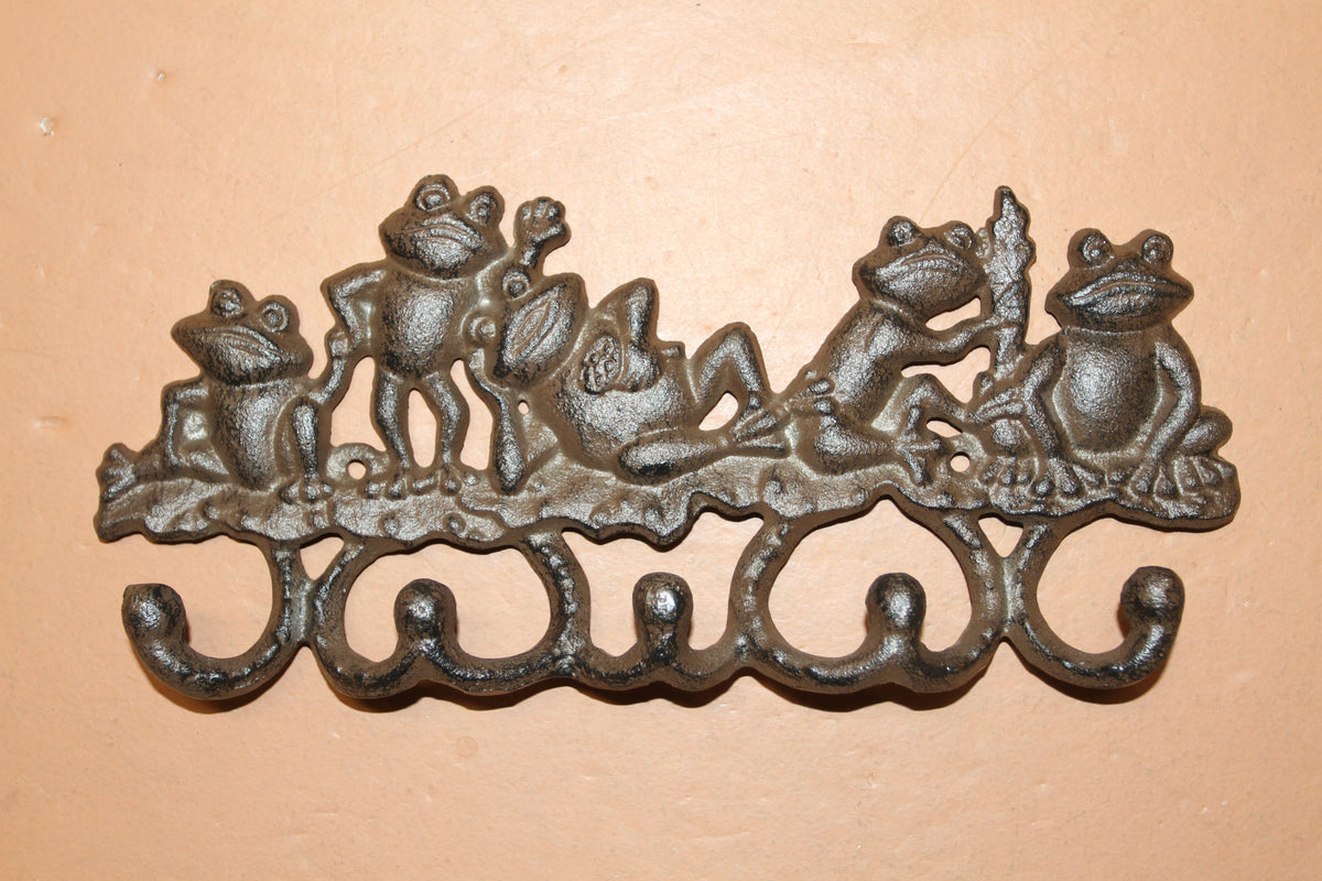 5 JOLLY FROGS Wall Hooks,Nature Themed, Country Garden Decor,Decorative Storage Organization,Gifts, H-132B