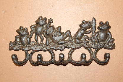 5 JOLLY FROGS Wall Hooks,Nature Themed, Country Garden Decor,Decorative Storage Organization,Gifts, H-132B
