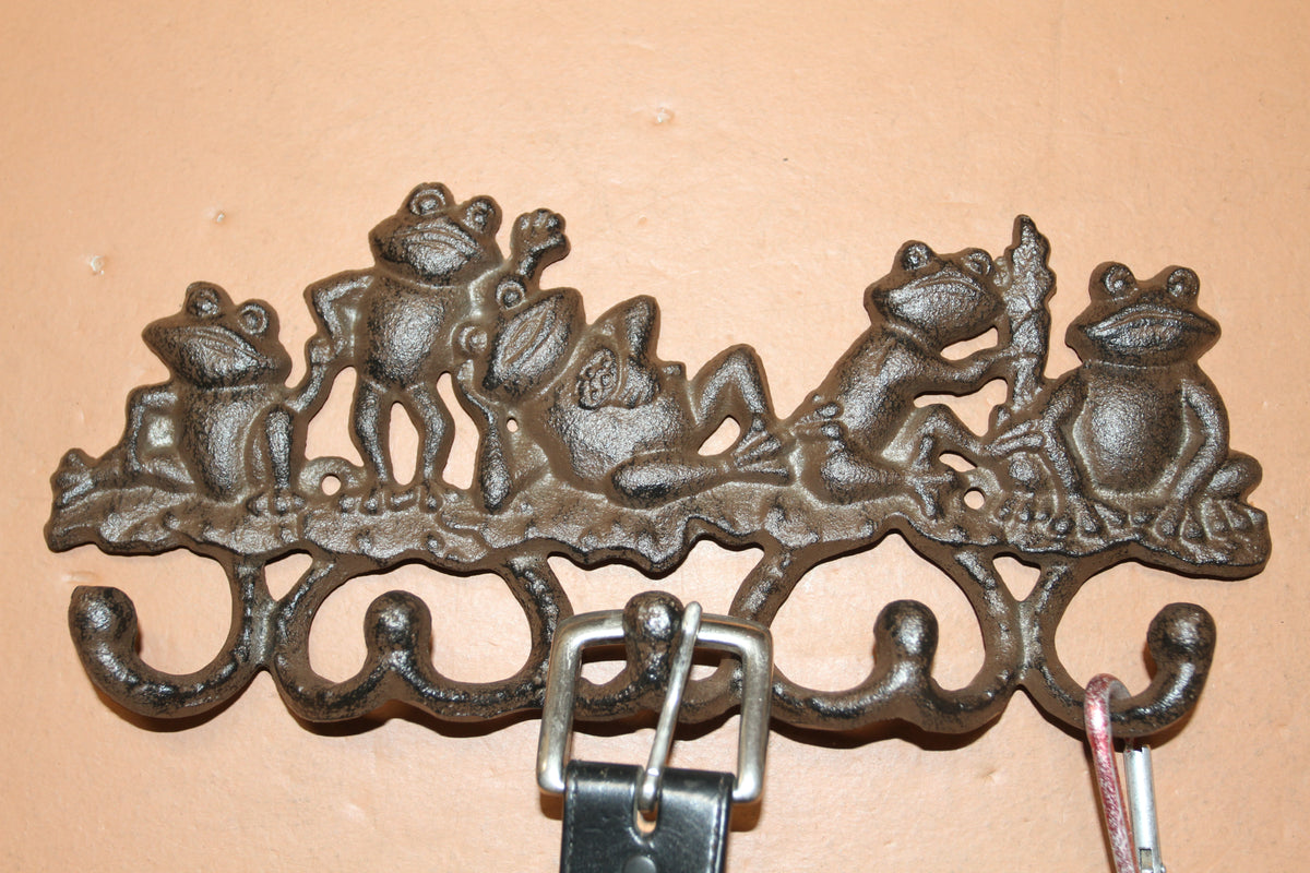 5 JOLLY FROGS Wall Hooks,Nature Themed, Country Garden Decor,Decorative Storage Organization,Gifts, H-132B