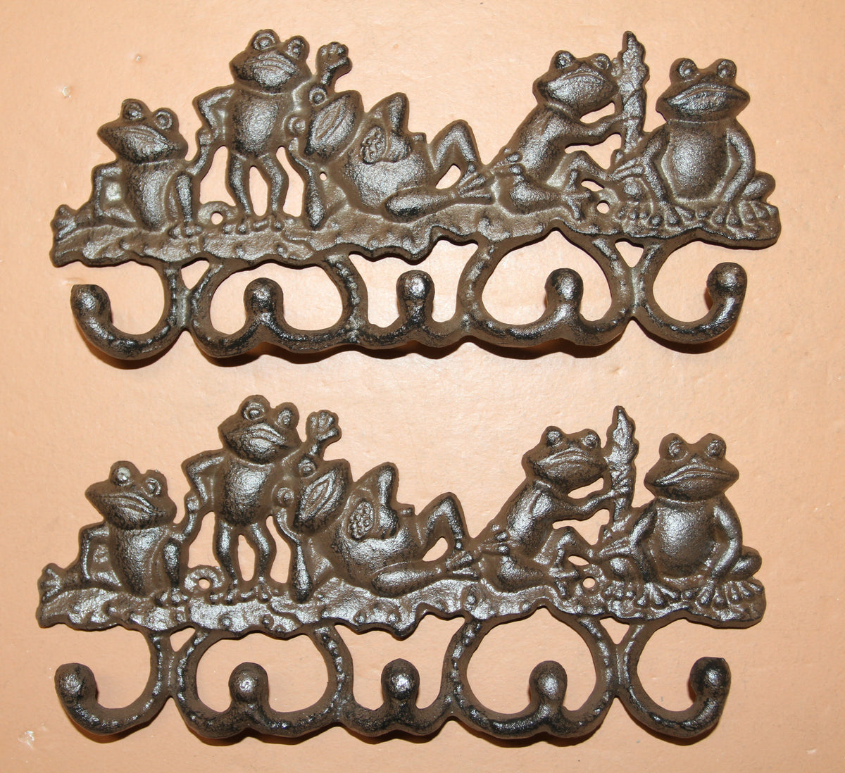 5 JOLLY FROGS Wall Hooks,Nature Themed, Country Garden Decor,Decorative Storage Organization,Gifts, H-132B