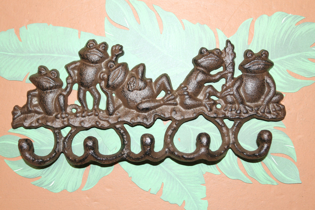 5 JOLLY FROGS Wall Hooks,Nature Themed, Country Garden Decor,Decorative Storage Organization,Gifts, H-132B