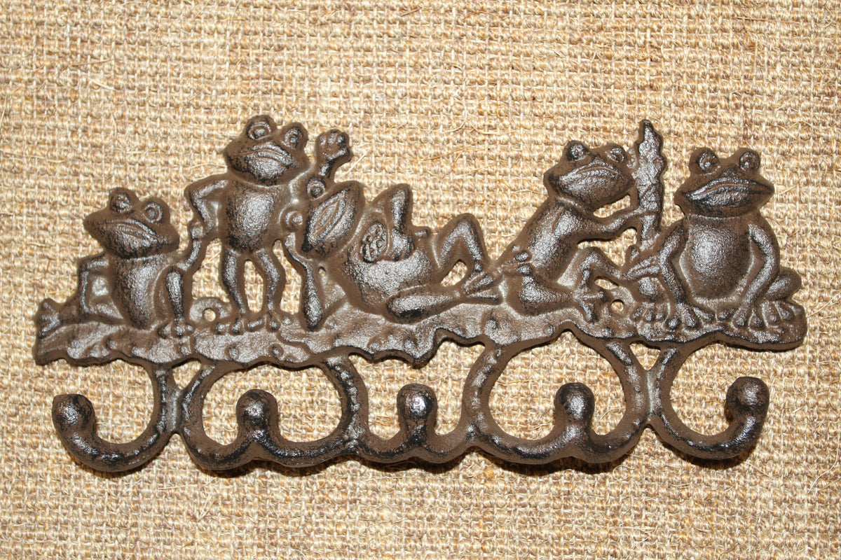 5 JOLLY FROGS Wall Hooks,Nature Themed, Country Garden Decor,Decorative Storage Organization,Gifts, H-132B