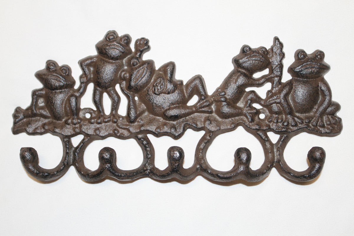 5 JOLLY FROGS Wall Hooks,Nature Themed, Country Garden Decor,Decorative Storage Organization,Gifts, H-132B
