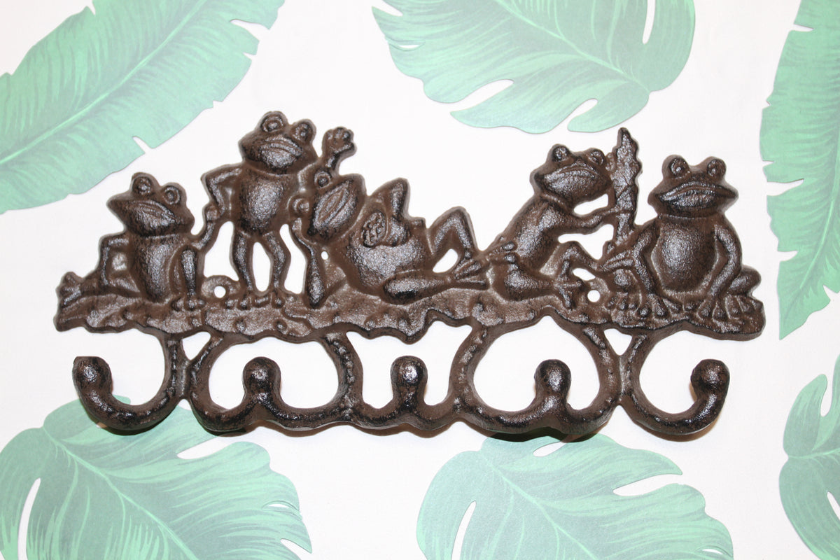 5 JOLLY FROGS Wall Hooks,Nature Themed, Country Garden Decor,Decorative Storage Organization,Gifts, H-132B