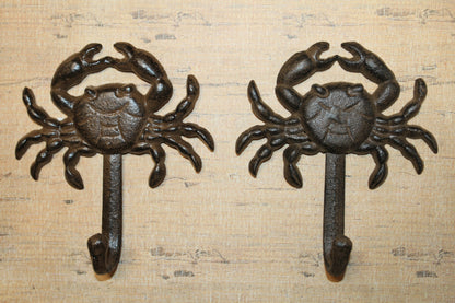 2-WALL Hooks,CRABS, Restaurant Decor,Sea Life,Nautical Home Accents,Beach Style,Storage Solutions,Gifts,N-16